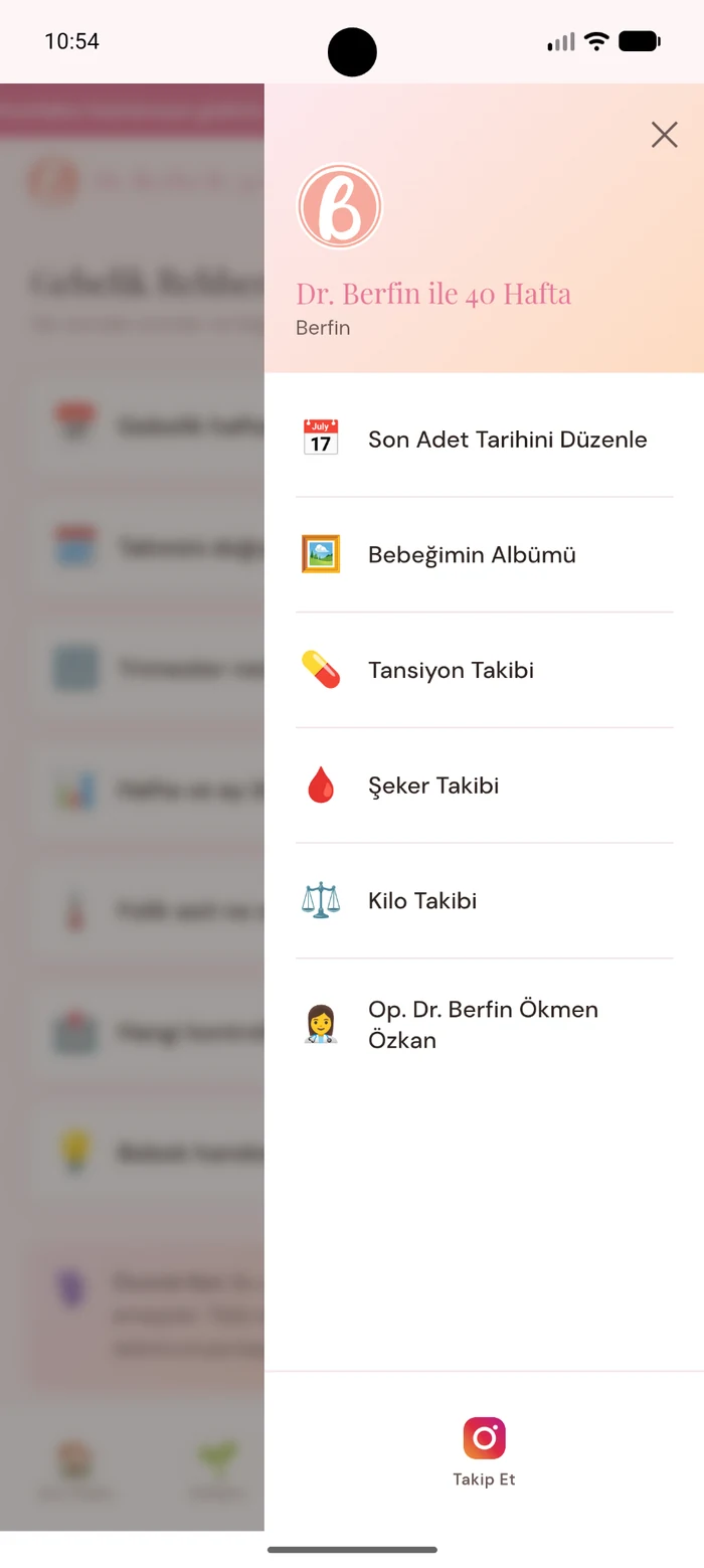 Yan menü ekranı