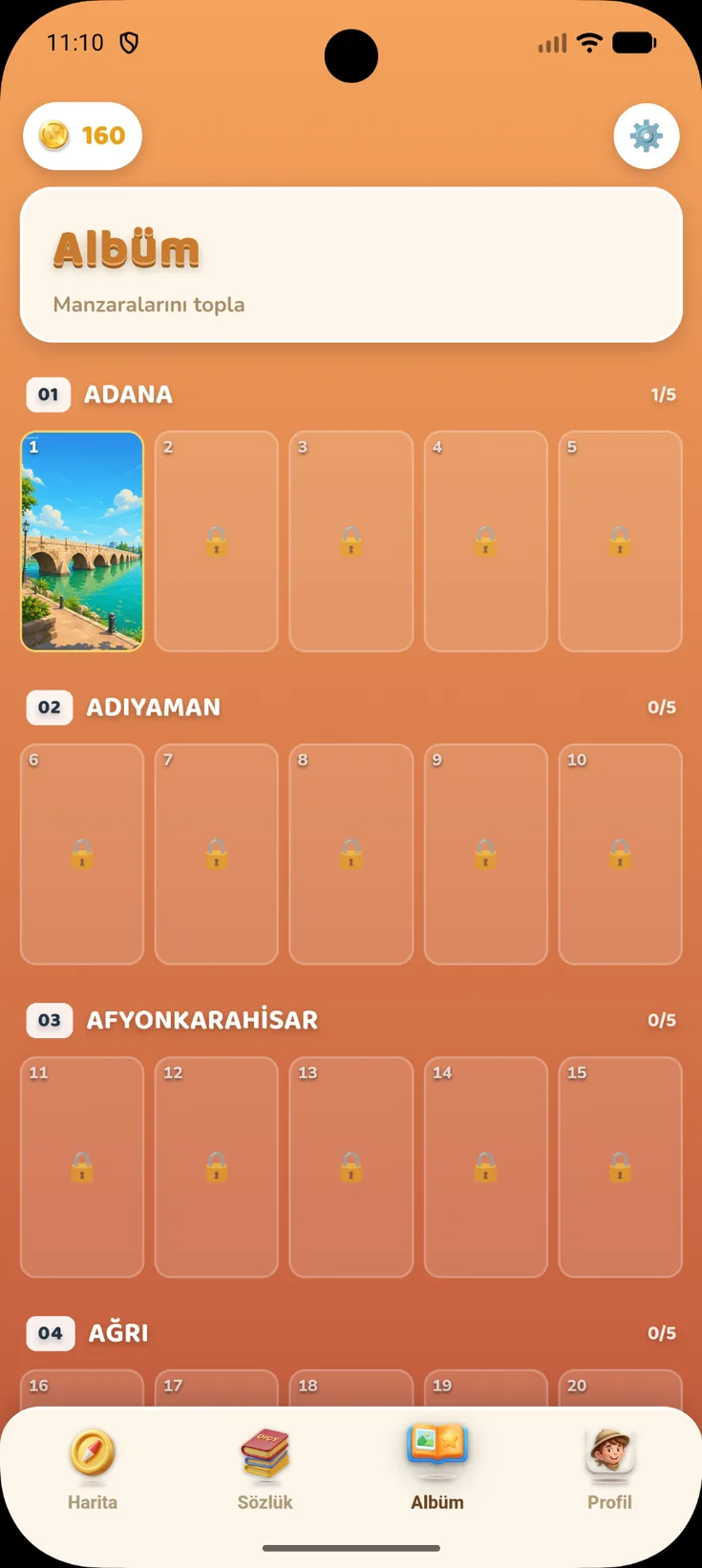 Kelime Keşfi albüm ekranı
