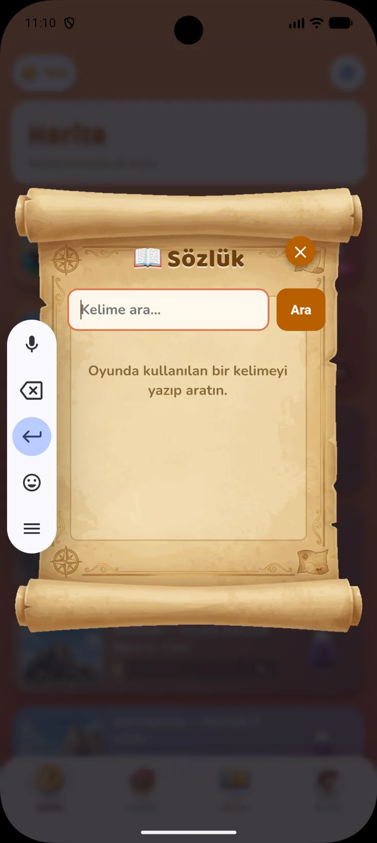 Kelime Keşfi sözlük ekranı